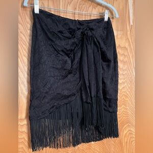 Anthropologie Elegant Black Fringe mini Skirt